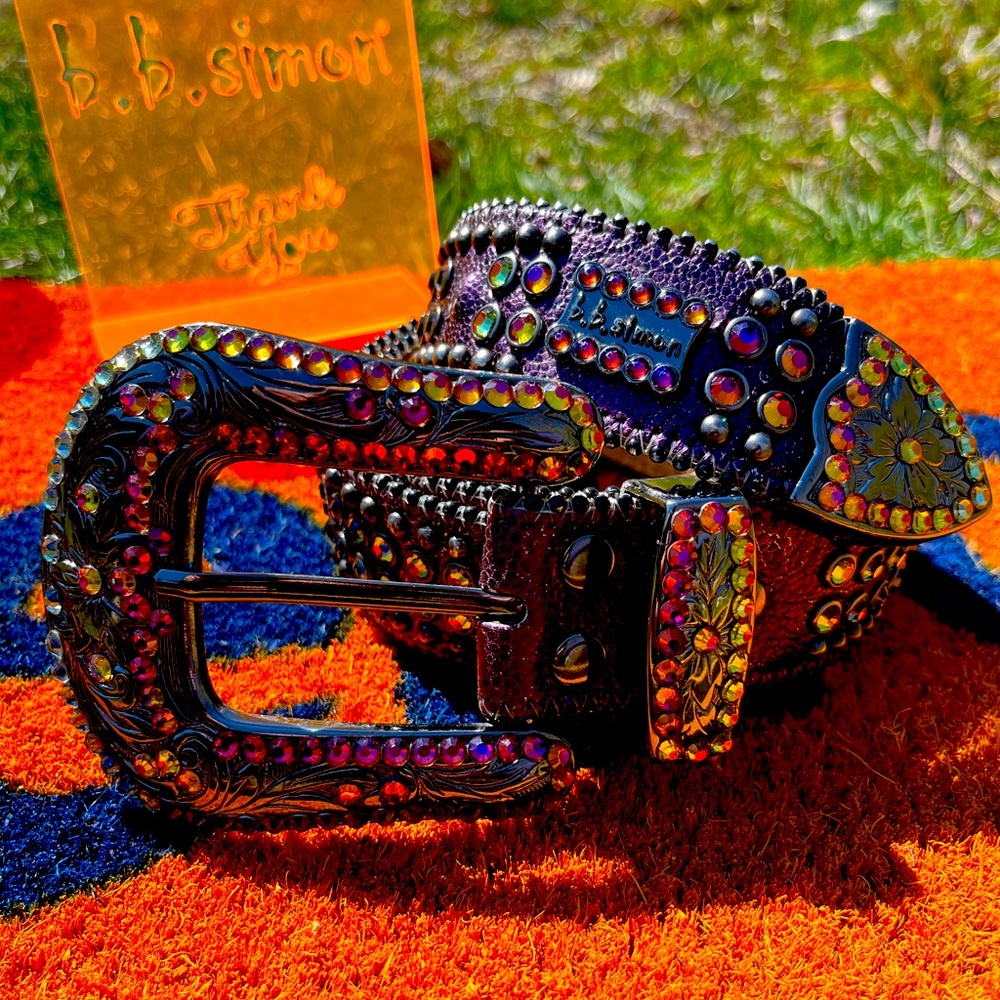 B.B. Simon Multicolor Studded Belt